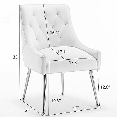 SEYNAR Modern Dining Chairs Set of 6, Velvet Accent Chair Tufted Back Armless Chair with Back Pull