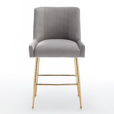SEYNAR Modern Velvet 39'' H Metal Leg Counter or Bar Stools Set of 4