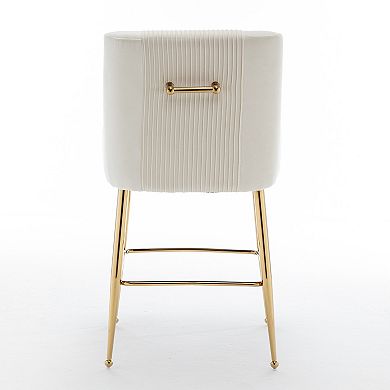 SEYNAR Modern Velvet 39'' H Metal Leg Counter or Bar Stools Set of 4