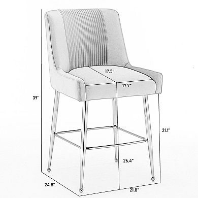SEYNAR Modern Velvet 39'' H Metal Leg Counter or Bar Stools Set of 4