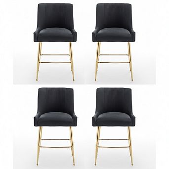SEYNAR Modern Velvet 39'' H Metal Leg Counter or Bar Stools Set of 4