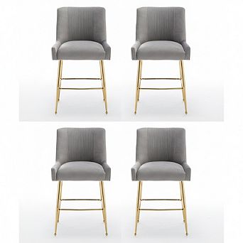 SEYNAR Modern Velvet 39'' H Metal Leg Counter or Bar Stools Set of 4