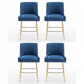SEYNAR Modern Velvet 39'' H Metal Leg Counter or Bar Stools Set of 4