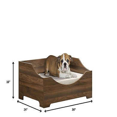 36-inch Modern Comfort Pet Bed, with Soft Cushion, Removable Back Cushion Cover, Brown