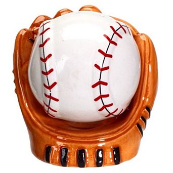 Baseball Caught in a Mitt You're Out Ceramic Salt and Pepper Shakers Set