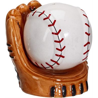 Baseball Caught in a Mitt You're Out Ceramic Salt and Pepper Shakers Set