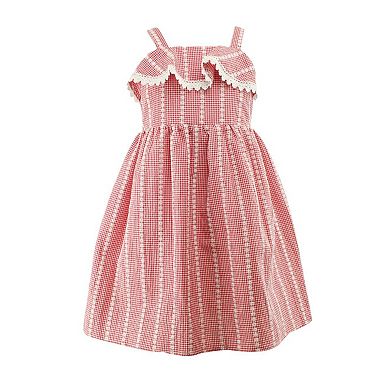 Baby Girl's Sleeveless Red Checkered Dress