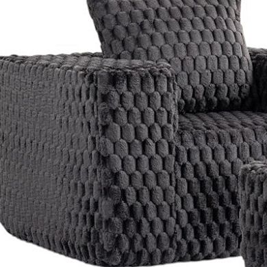 HomeRoots 42" Charcoal Chenille Upholstered Arm Chair With Ottoman