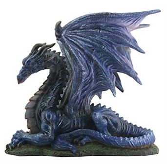 Midnight Dragon Laying Down Figurine Display 7.25 inch