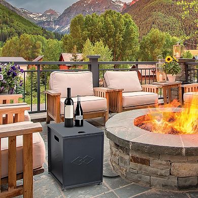 Propane Tank Cover Table, Outdoor Gas Cylinder Hideaway Storage Box with Side Handles