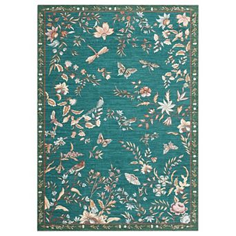 Boho Insect Botanical Area Rugs, Butterfly Bird Washable Soft Non Slip Stain Resistant Runner Carpet