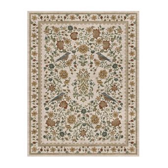 Washable Non-Slip Indoor Area Rugs Vintage Floral Print Carpet for Living Room Bedroom