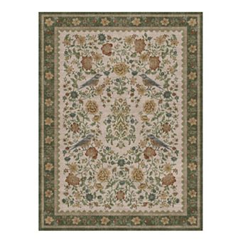 Washable Non-Slip Indoor Area Rugs Vintage Floral Print Carpet for Living Room Bedroom