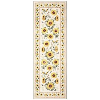 Sunflower Floral Flowers Rug Non-Slip Home Floor Print Carpet for Kitchen Entryway Bathroom Doorway