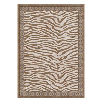 Modern Leopard & Zebra Print Washable Rug Soft, Non-Slip for Home & Office