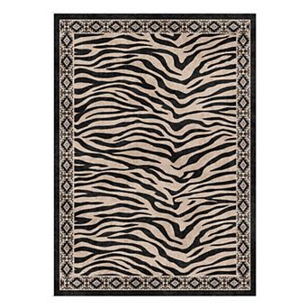 Modern Leopard & Zebra Print Washable Rug Soft, Non-Slip for Home & Office