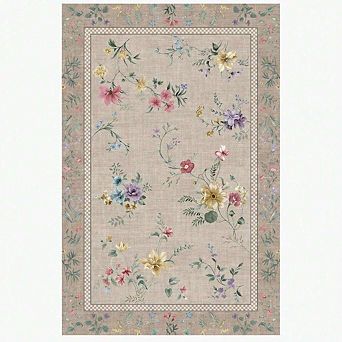 Washable Floral Farmhouse Rug - Non-Slip Indoor Carpet for Living Room, Bedroom, Nursery
