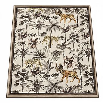 Area Rugs Washable Rug Jungle Animal Pattern with Non Slip Backing & Low Pile