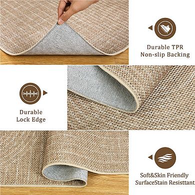 Washable Boho Modern Area Rug Stain-Resistant, Soft & Neutral for Living/Bedroom.