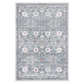 Boho Vintage Floral Rug - Washable, Stain-Resistant & Low Pile for Living Room, Bedroom