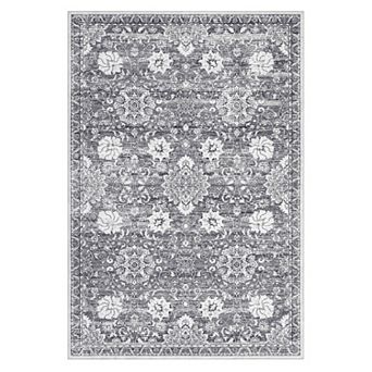 Boho Vintage Floral Rug - Washable, Stain-Resistant & Low Pile for Living Room, Bedroom