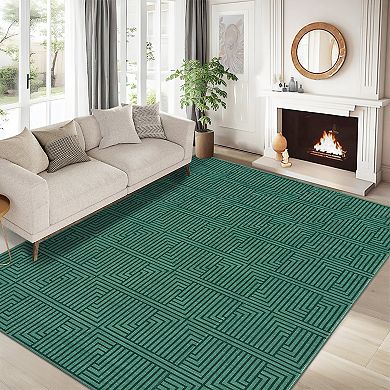 Waterproof Outdoor Rug Bordered Area Carpet for Patio, Deck, Porch and Indoor Use, UV Resistant