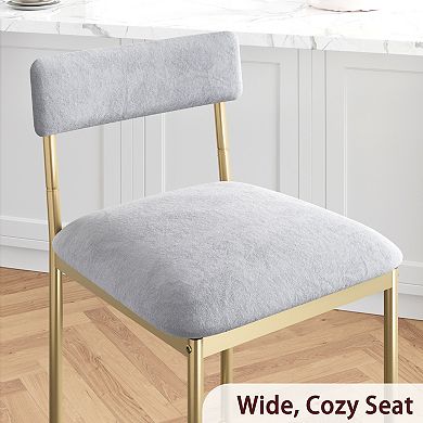 25.5" Bar Stools with Backrest and Footrest, Counter Height Upholstered Barstools with Wide Seat