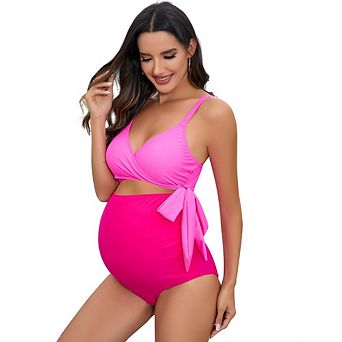 Womens Maternity 1 pc Swimsuit V Neck Wrap Spaghetti Strap Pregnancy Swimwear Beach Bathing Suits