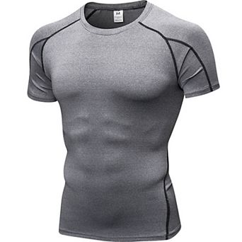 Men's Compression Quick Dry Short Sleeve Athletic T-Shirt Summer Casual Workout Training Tee Top