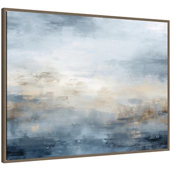Sylvie Tonal Abstract Oceanic Nautical Serenity Blue Framed Canvas by The Creative Bunch Studio