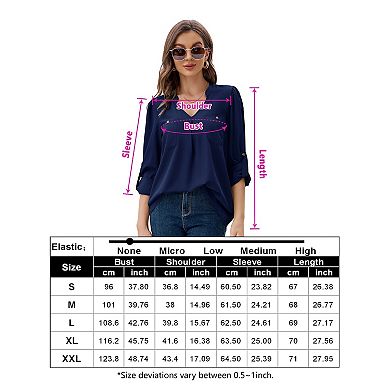 Women's Casual V Neck Lightweight Long Sleeve Pocketed Shirt Blouse Tops
