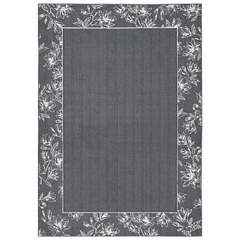 Bedroom Washable Rug Modern Floral Bordered Carpet Non-Slip Stain-Resistant Contemporary Floor Cover