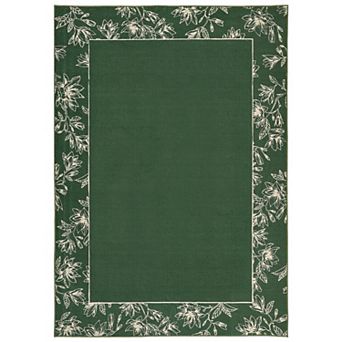 Bedroom Washable Rug Modern Floral Bordered Carpet Non-Slip Stain-Resistant Contemporary Floor Cover