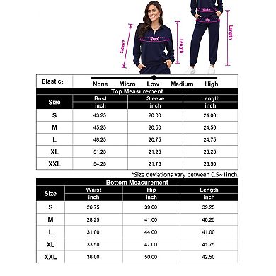 Women 2 Piece Sets 1/3 Zipper Long Sleeve Collared Sweatshirt&Elastic Waist Casual Pant with Pocket
