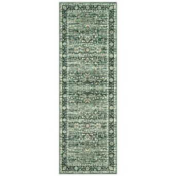 Vintage Distressed Floral Area Rug Soft Machine Washable Non-Slip Living Room Bedroom Indoor Carpet