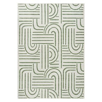 Modern Linear Pattern Area Rug Stain Resistant Low Pile Non Slip Indoor Floor Carpet