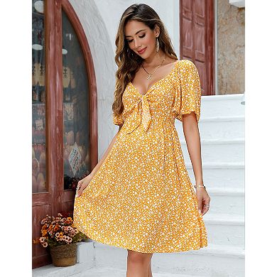 Women's Maternity Dresses Knotted V Neck Knee Length Wrap Baby Shower Dress