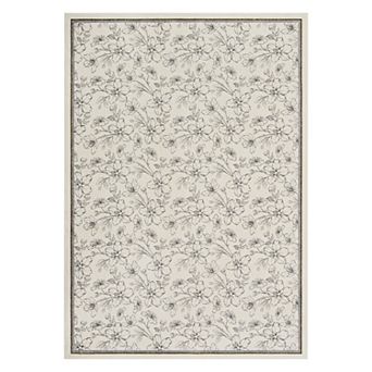 Modern Floral Blossom Area Rug Low Pile Stain Resistant Non Slip Durable Entryway Carpet