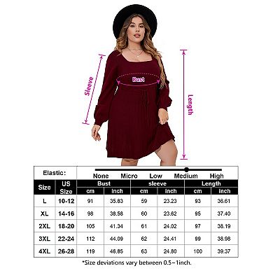 Women's Plus Size Long Sleeve Sweater Dresses V Neck Casual Dresses