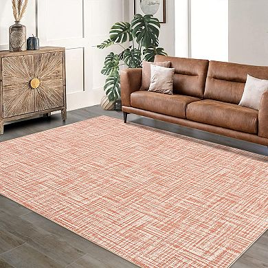Textured Linear Kitchen Indoor Area Rugs Modern Abstract Plush Imitation Cashmere Washable Carpet