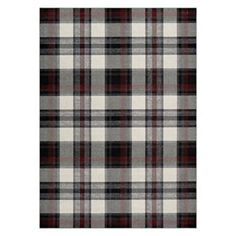 Classic Checkered Pattern Area Rug Geometric Grid Design