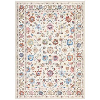 Vintage Persian-Inspired Floral Area Rugs Washable Non-Slip Cozy Kitchen Dining Room Indoor Carpet