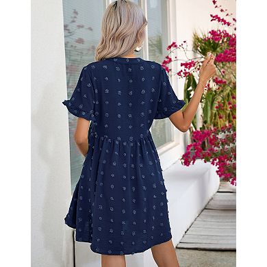 Women's Maternity Short Sleeve Button Down Dress with Pockets