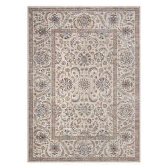 Durable Low-Pile Vintage Floral Non-Slip Area Rug