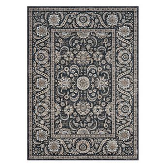 Durable Low-Pile Vintage Floral Non-Slip Area Rug