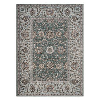 Durable Low-Pile Vintage Floral Non-Slip Area Rug