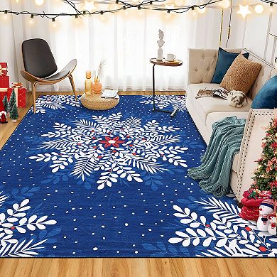 Modern Christmas Leaf Pattern Area Rug