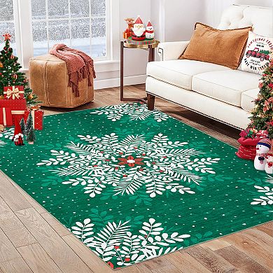 Modern Christmas Leaf Pattern Area Rug