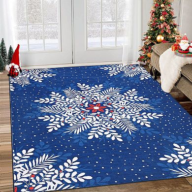 Modern Christmas Leaf Pattern Area Rug