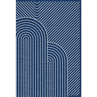 Modern Geometric Line Pattern Stain Resistant Low Pile Non-Slip Area Rug